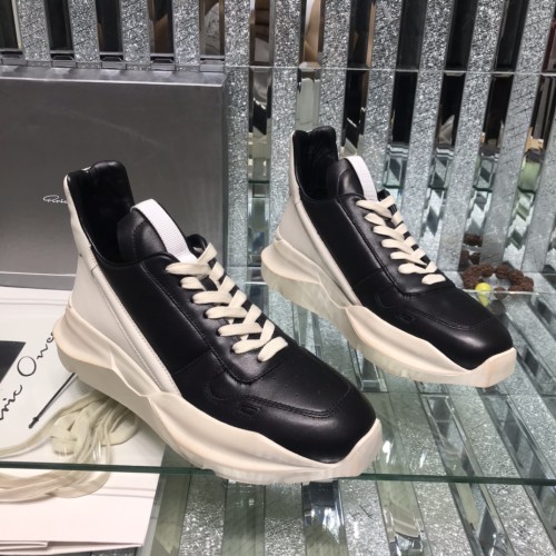Rick Owens Men Shoes Sneakers Leather High-Top Breathable Mens Casual Shoes Ankle Boots with Original Box