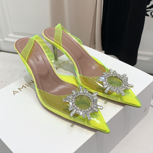 Amina Muaddi Womens Shoes Sandals Slippers Luxury Brand Fashion Pumps for Women with Original Box 9cm Heel