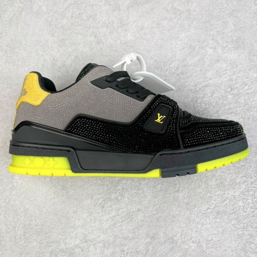 Louis Vuitton Mens Shoes Fashion Sneakers Design Luxury Brand LV TRAINER SNEAKER Mix of materials with Original Box 1AB9XJ  