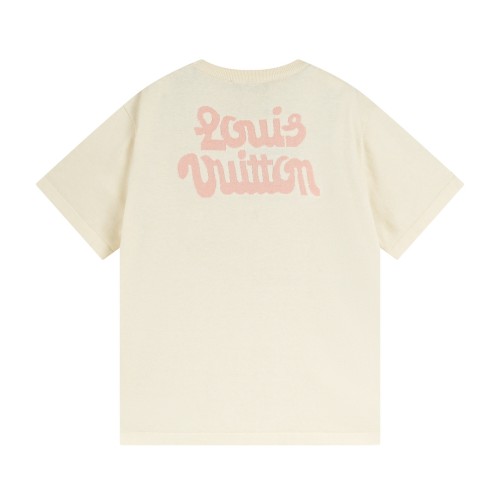 Louis Vuitton Luxury Brand Men Womens Short Sleeve T-Shirt Short-Sleeved Cotton Knitted Crewneck 1AFRDI   