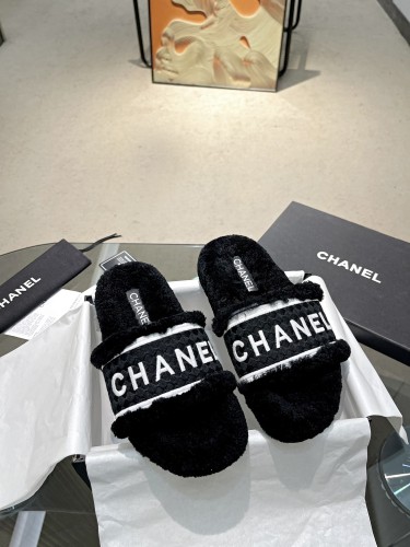 Chanel Womens Shoes Slippers Luxury Brand Winter Plus Velvet Design with Original Box