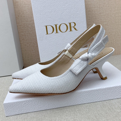 Dior Women Shoes Pumps Luxury Design Fashion Type 6.5cm High Heel Shoes for Wedding Style J'ADIOR SLINGBACK PUMP Cotton Fabric with Original Box