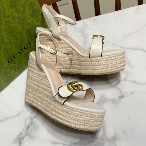 Gucci Womens Shoes Double G Espadrilles Luxury Brand Women's Open-Toe Platform Espadrille Designer Sandals 12cm Heels With Original Box Whatsapp 