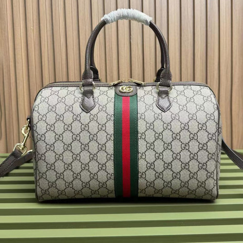 Gucci Mens Womens Bags Handbags Keepall Design Luxury Brand Ophidia medium top handle bag in beige and ebony canvas 772065 96IWG 8745 without Original Box