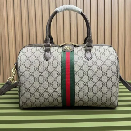 Gucci Mens Womens Bags Handbags Keepall Design Luxury Brand Ophidia medium top handle bag in beige and ebony canvas 772065 96IWG 8745 without Original Box