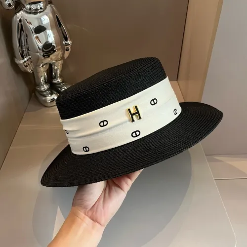 Hermes Womens Hats Luxury Brand Design Hermes Bucket Hat Straw Hat with Original Box  