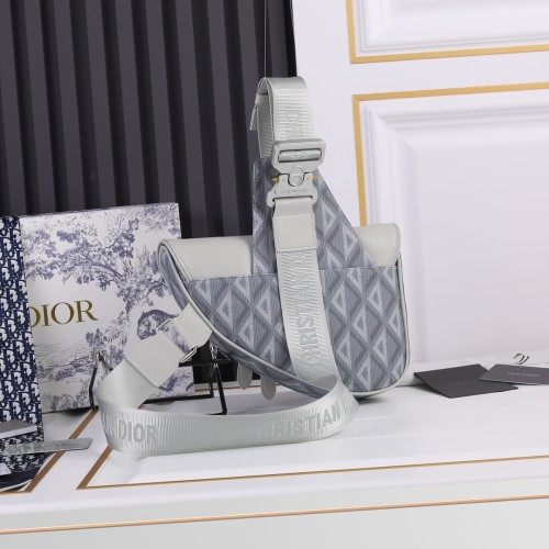 Dior Womens Mens Bag Saddle Bag Luxury Brand Design Fashion Type Shoulder Bags SADDLE BAG Dior Gray CD Diamond Canvas and Smooth Calfskin with Original Box 1ADPO093CDP_H42E
