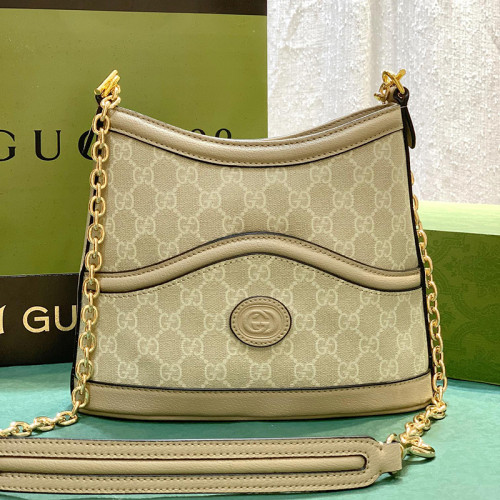 Gucci Womens Bag Crossbody Luxury GG Shoulder Bag Leather Gucci GG Retro Hobo Shoulder Bag in Brown
