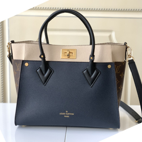 Louis Vuitton Womens Shoulder Bags Handbags Luxury Brand Fashion ON MY SIDE MM Twist calfskin and Monogram coated canvas M53823