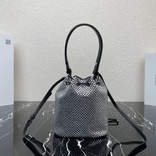 Prada Womens Shoulder Bags Luxury Brand Black Saffiano leather mini-pouch with Original Box 1BE067_RV44_F0134_V_WOM  