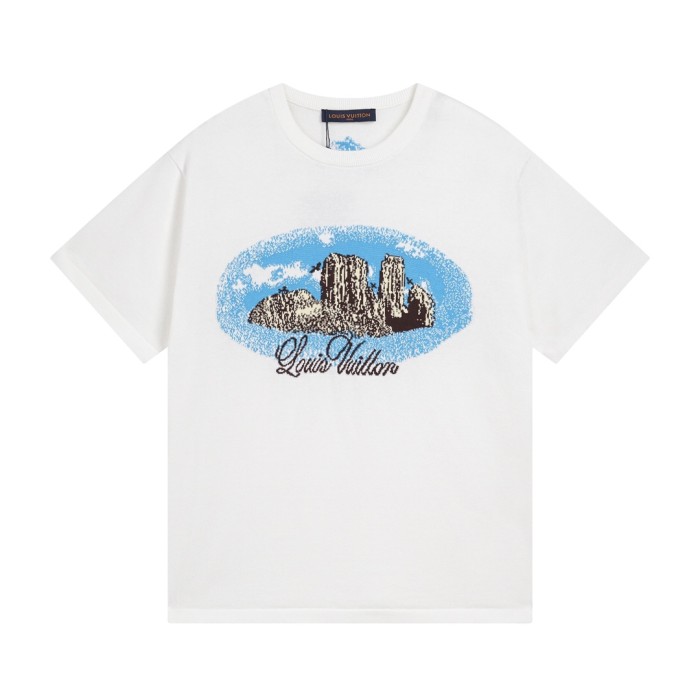 Louis Vuitton Luxury Brand Men Womens Knit Short Sleeve T-Shirt   