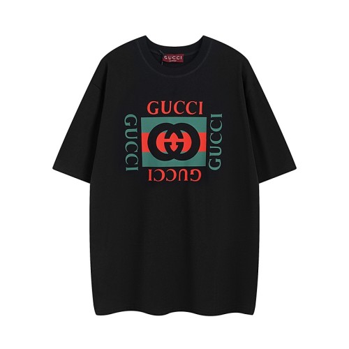 Gucci Luxury Brand Women Mens Short Sleeve T-Shirt COTTON JERSEY T-SHIRT BLACK GUCCI PRINT   