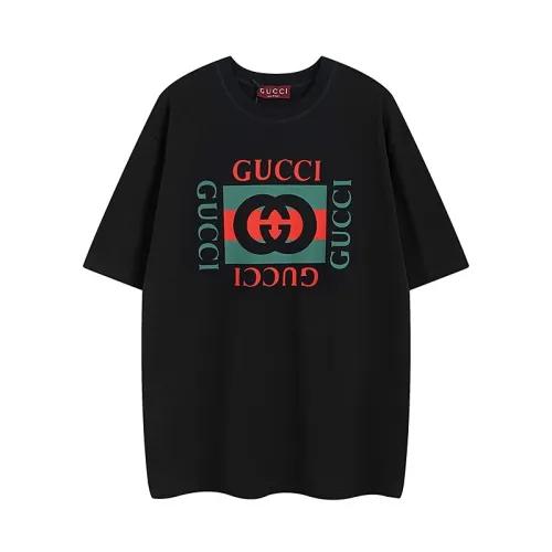 Gucci Luxury Brand Women Mens Short Sleeve T-Shirt COTTON JERSEY T-SHIRT BLACK GUCCI PRINT   