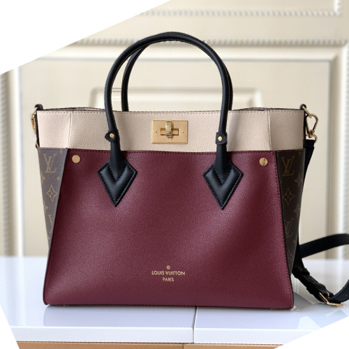 Louis Vuitton Womens Shoulder Bags Handbags Luxury Brand Fashion ON MY SIDE MM Twist calfskin and Monogram coated canvas M53823