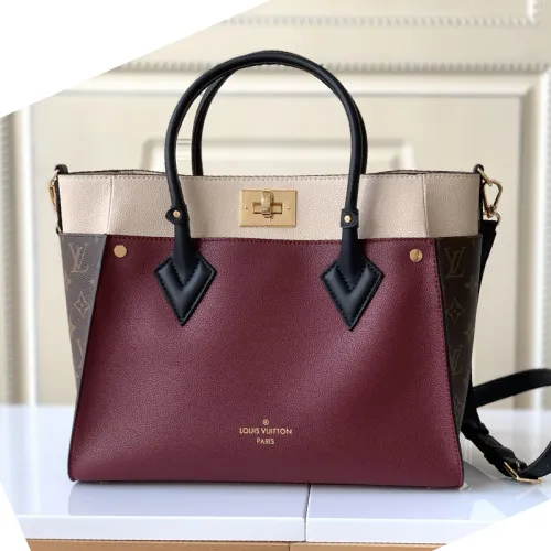 Louis Vuitton Womens Shoulder Bags Handbags Luxury Brand Fashion ON MY SIDE MM Twist calfskin and Monogram coated canvas M53823