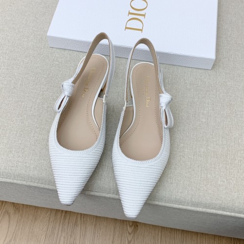 Dior Women Shoes Pumps Luxury Design Fashion Type Flat Heel Shoes for Wedding Style J'ADIOR SLINGBACK BALLERINA Cotton Fabric with Original Box Flat
