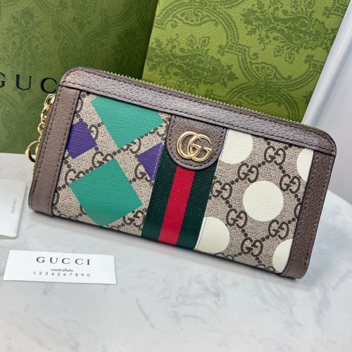 Gucci Womens Mens Bags Wallets Luxury Brand Gucci Beige / Ebony GG Supreme Canvas Ophidia Chain Wallet with Original Box 546592 96IWS 8745