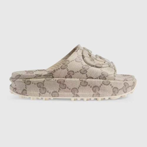 Gucci Womens Shoes Platform Slide Slippers Sandal Summer Design Luxury Brand Women's GG platform slide sandal with Original Box