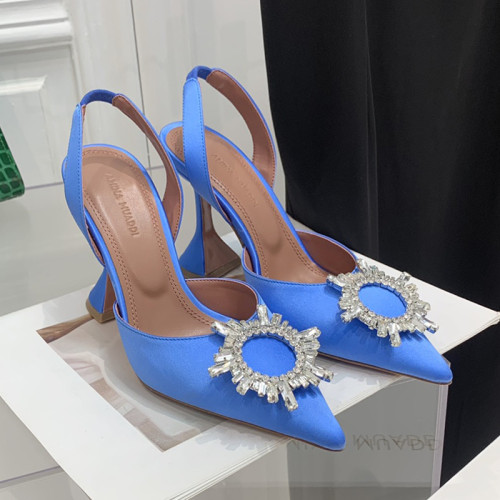 Amina Muaddi Womens Shoes Sandals Slippers Luxury Brand Fashion Pumps for Women with Original Box 9cm Heel