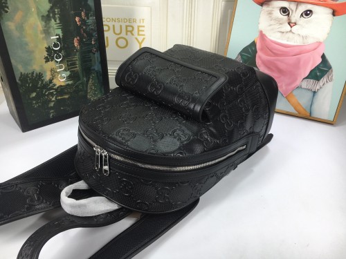 Gucci Womens Mens Fashion Bags Shoulder Backpacks Luxury Brand GG embossed backpack in black leather 658579 1W3BN 1000 with Original Box