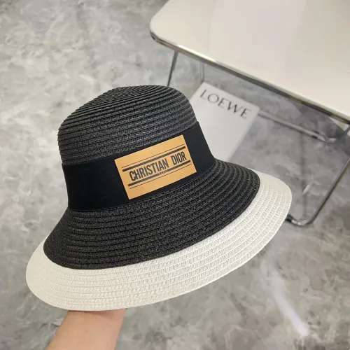 Dior Womens Bucket Hat Straw Hat Luxury Brand Design Dior Cap with Original Box  