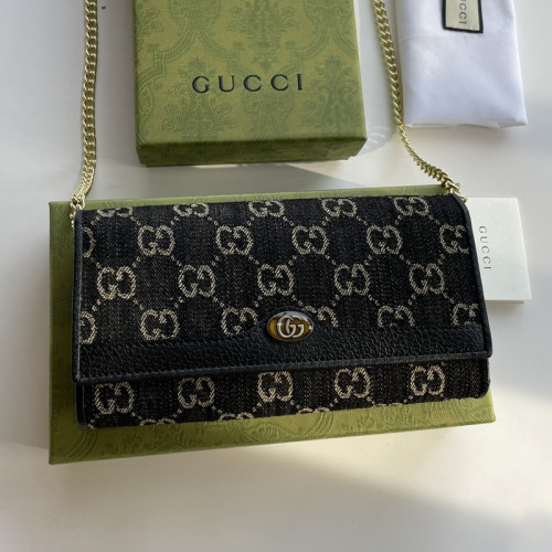 Gucci Womens Mens Bags Wallets Luxury Brand Gucci Beige / Ebony GG Supreme Canvas Ophidia Chain Wallet with Original Box 546592 96IWS 8745