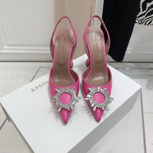 Amina Muaddi Womens Shoes Sandals Slippers Luxury Brand Fashion Pumps for Women with Original Box 9cm Heel