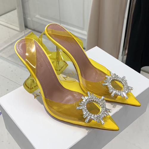 Amina Muaddi Womens Shoes Sandals Slippers Luxury Brand Fashion Pumps for Women with Original Box 9cm Heel