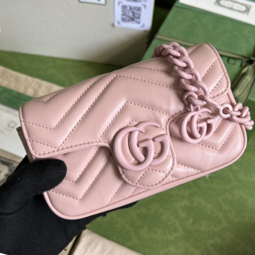 Gucci Womens Bags Shoulder Messenger Bag Luxury Brand Gucci GG Marmont belt bag in light pink leather with Original Box 699757 UM8KV 5909