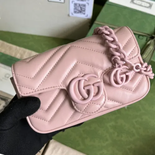 Gucci Womens Bags Shoulder Messenger Bag Luxury Brand Gucci GG Marmont belt bag in light pink leather with Original Box 699757 UM8KV 5909
