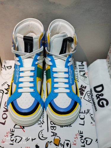 Dolce&Gabbana Men Shoes Sneakers Luxury Brand Calfskin Custom 2.Zero sneakers in Mixed Materials CS1973AQ7128S453 with Original Box  