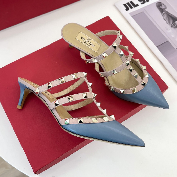 Valentino Women Shoes Mule Sandals Pointed Toe Slippers ROMAN STUD SLIDE SANDAL IN QUILTED NAPPA 5cm Heel with Original Box Whatsapp 
