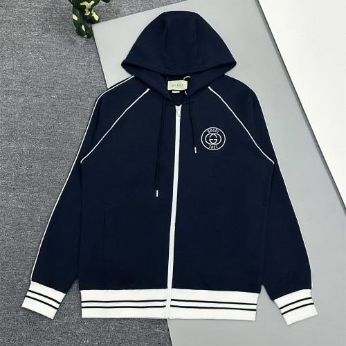 Gucci Womens Mens Zip Hoodie Luxury Brand Mens Sweatshirt Winter Fashion COTTON JERSEY SWEATSHIRT WITH PATCH   