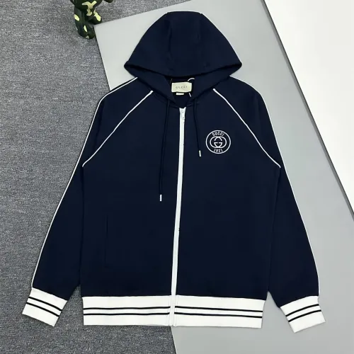 Gucci Womens Mens Zip Hoodie Luxury Brand Mens Sweatshirt Winter Fashion COTTON JERSEY SWEATSHIRT WITH PATCH   