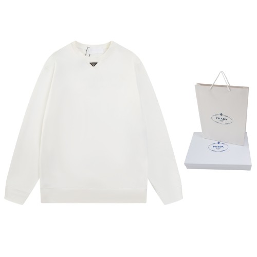 Prada Women Mens Sweatshirt Luxury Brand Mens Sweatshirts Oversized cotton sweatshirt with triangle logo   