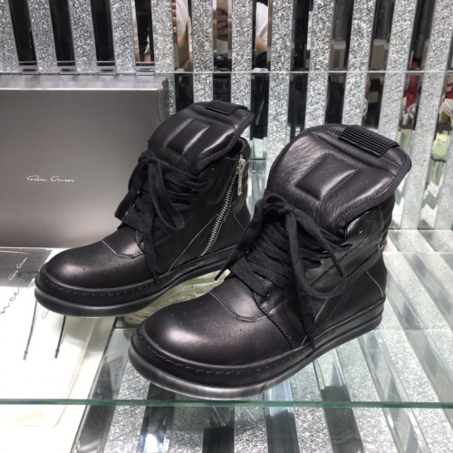 Rick Owens Men Shoes Sneakers Leather High-Top Breathable Mens Casual Shoes Ankle Boots with Original Box