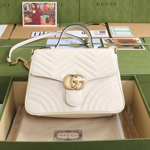 Gucci Womens Bags Shoulder Messenger Bag Luxury Brand Gucci Leather GG Marmont Small Top Handle Bag with Original Box 498110 DTDIT 1000