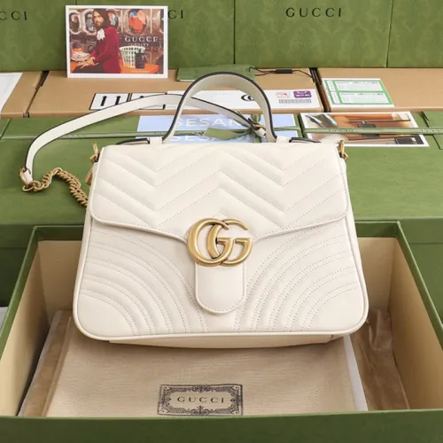 Gucci Womens Bags Shoulder Messenger Bag Luxury Brand Gucci Leather GG Marmont Small Top Handle Bag with Original Box 498110 DTDIT 1000