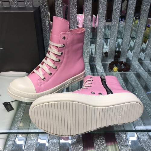 Rick Owens Men Shoes Sneakers Leather High-Top Breathable Mens Casual Shoes Ankle Boots with Original Box