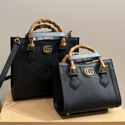 Gucci Womens Bags Shoulder Handbag Luxury Brand Gucci Diana mini tote bag in black leather 702732 U3ZDT 1260