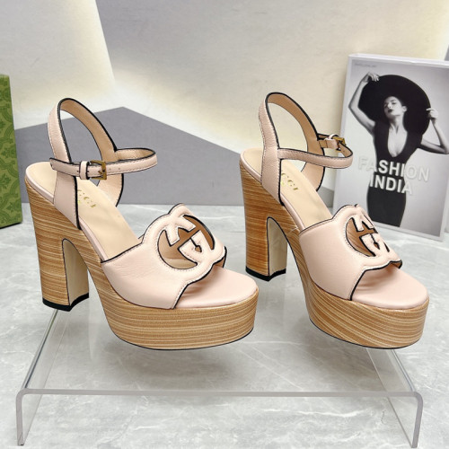 Gucci Womens Shoes Sandals 12cm Heel Luxury Brand with Original Box 730022 US000 7519 Women's Interlocking G sandal in leather Whatsapp 