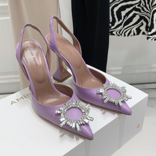 Amina Muaddi Womens Shoes Sandals Slippers Luxury Brand Fashion Pumps for Women with Original Box 9cm Heel