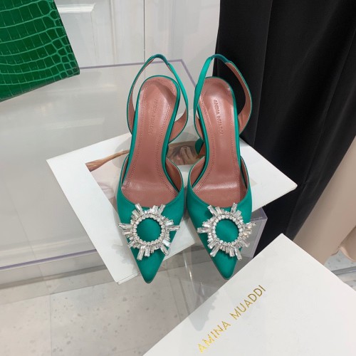 Amina Muaddi Womens Shoes Sandals Slippers Luxury Brand Fashion Pumps for Women with Original Box 9cm Heel