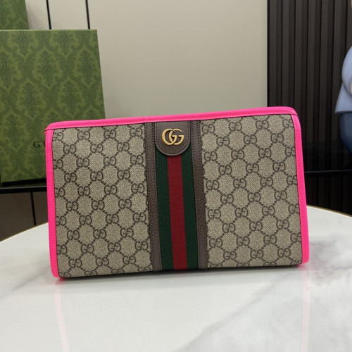 Gucci Womens Mens Unisex Bags Wallets Clutch Luxury Brand GG Supreme Ophidia Toiletry Case with Original Box  