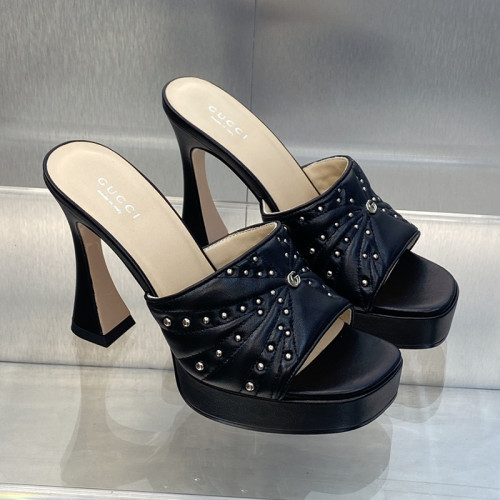 Gucci Womens Shoes Sandals 11cm Heel Luxury Brand with Original Box 719844 C9D00 9022 Women's Interlocking G studs sandal in leather Whatsapp 
