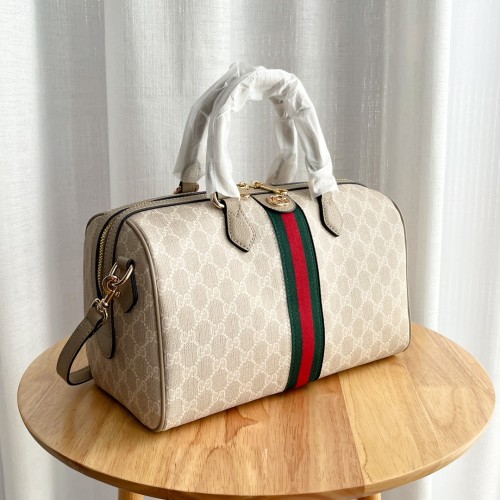 Gucci Mens Womens Bags Handbags Keepall Design Luxury Brand Ophidia medium top handle bag in blue and beige canvas 772065 96IWN 4076 without Original Box