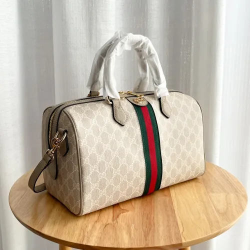 Gucci Mens Womens Bags Handbags Keepall Design Luxury Brand Ophidia medium top handle bag in blue and beige canvas 772065 96IWN 4076 without Original Box