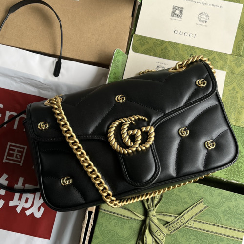 Gucci Womens Bags Shoulder Messenger Bag Luxury Brand Gucci GG Marmont matelassé small bag with Original Box  