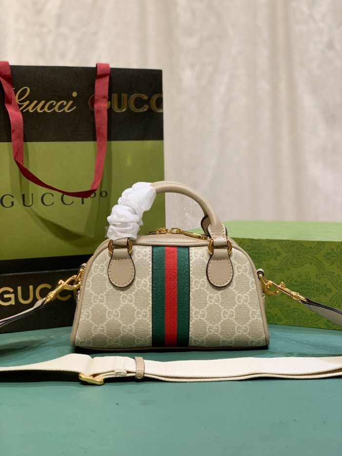 Gucci Womens Bags Shoulder HandBags Luxury Brand Gucci Ophidia mini GG top handle bag with Interlocking G with Original Box 724606 FABEX 9642