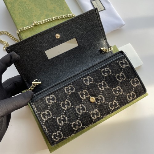 Gucci Womens Mens Bags Wallets Luxury Brand Gucci Beige / Ebony GG Supreme Canvas Ophidia Chain Wallet with Original Box 546592 96IWS 8745
